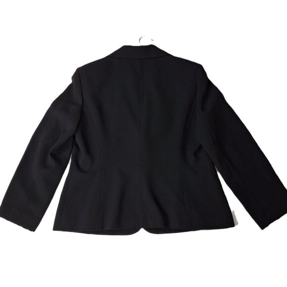 Jones Studio Ruffle Lapel Career Suit Jacket Blazer Sz 12 Matte Black Holiday - Picture 11 of 16